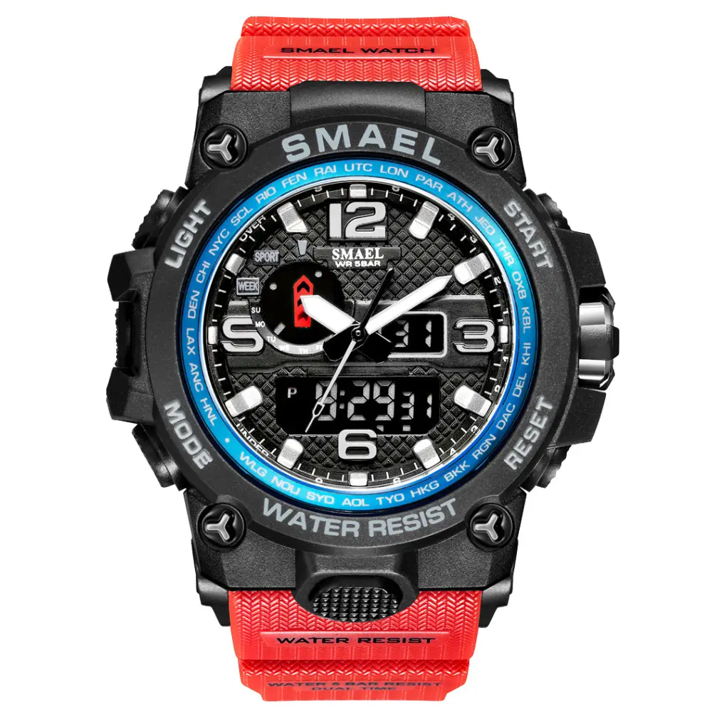 SMAEL Reloj Men Sports Dual Display analogico digitale LED orologi da polso elettronici al quarzo orologio sportivo da nuoto impermeabile