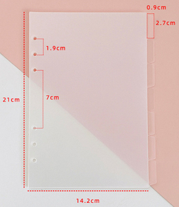 Plantilla divisora de 5 pestañas al por mayor, carpeta personalizada A5 con 6 hojas de plástico, divisores Índice de pestañas de PVC para portátil - Product Image 5