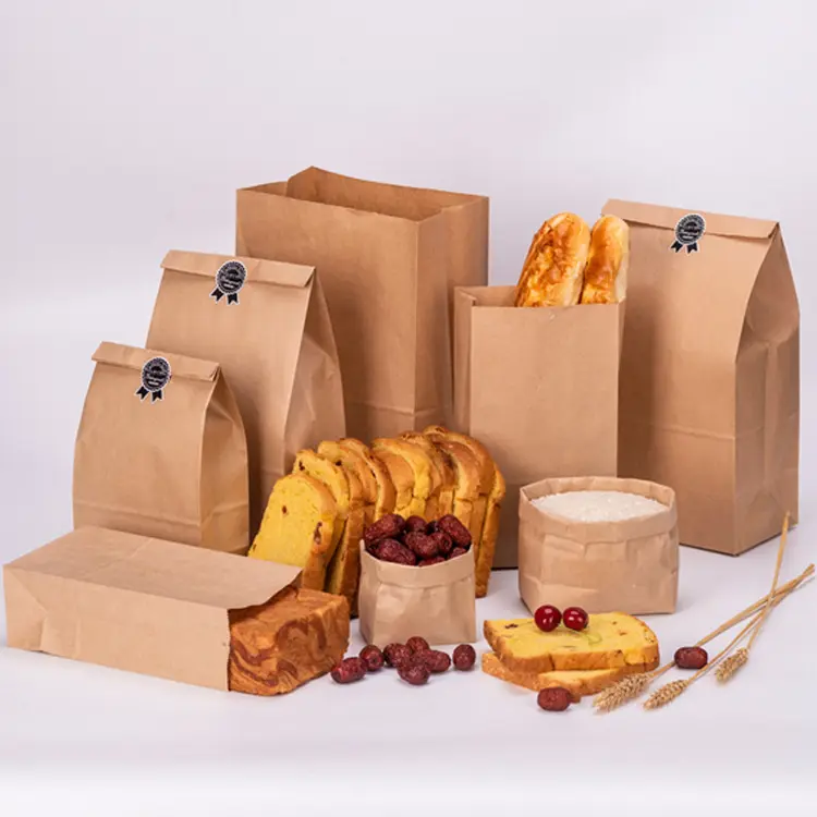 YC Reciclável Fundo Quadrado Take Away Bag Hamburger Fried Chicken Fast Food Kraft Paper Bag