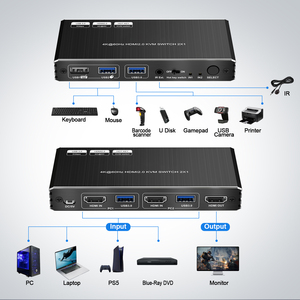 8K HDMI Switcher 2 en 1 Salida Audio Extractor Soporte Atmos Soundbar SPDIF Toslink RCA Audio Control remoto ARC Auto Switch
