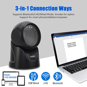 YHDAA 3 en 1 Bluetooth inalámbrico Qr lector de código 2D omnidireccional escaneo automático USB escritorio escáner de código de barras - Product Image 4