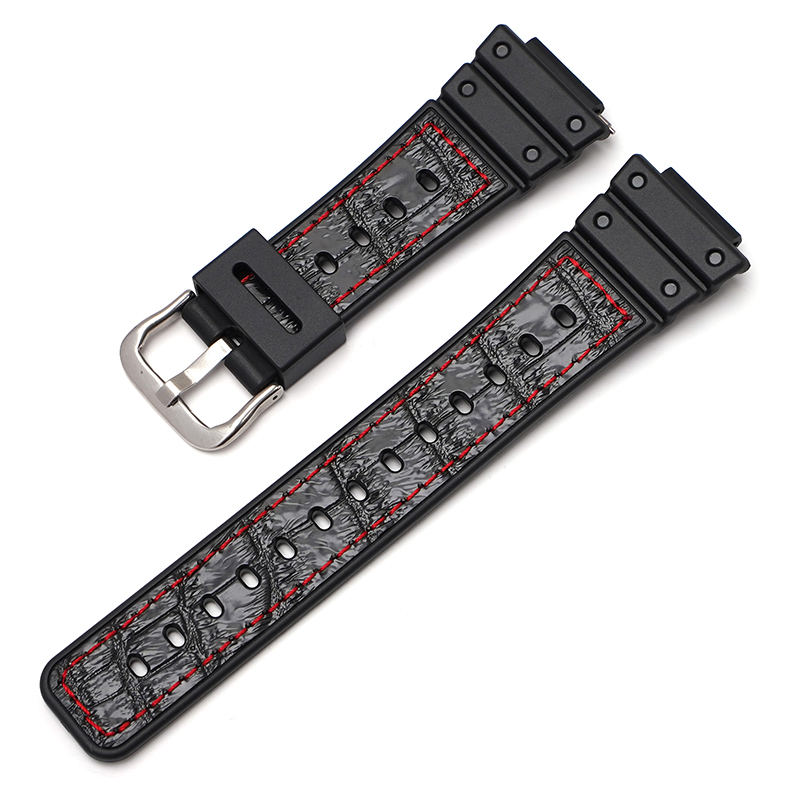 Ligne noire et rouge + boucle argentée