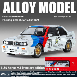 Pres döküm model araba 1:24 BWM M3 E30 kaplama ses ve ışık geri çekme metal araba modeli oyuncaklar süs süslemeleri supercar modeli - Product Image 6