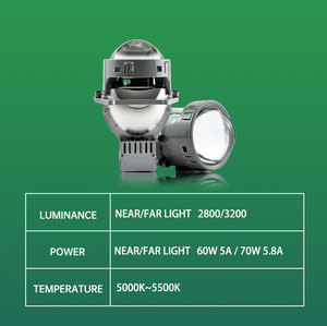 新款12v 6000k冷光发光二极管投影仪镜头汽车前照灯灯泡升级改装Csp芯片发光二极管透镜投影仪前照灯