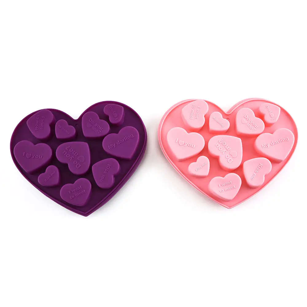 Moldes de silicona con forma de corazón de amor 3D para hornear postres moldes de pastel de Chocolate PARA EL Día de San Valentín