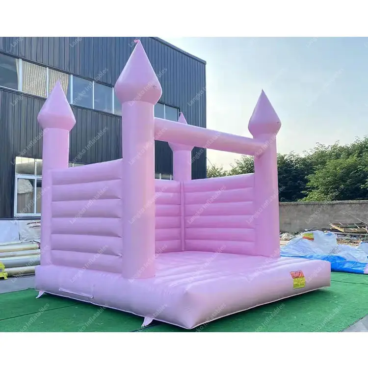 Casinha inflável de pvc, castelo de pular inflável branco pastel rosa casa para crianças adultos aluguer de festa