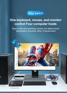 <strong>KVM</strong> <strong>Switch</strong> Box 4 Port PC Monitor <strong>Switches</strong> Box USB VGA Cables for Computer/Keyboard/Mouse Monitor Plug and Play
