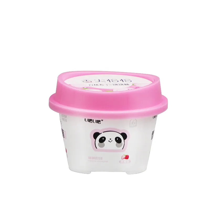 CaiXin Wholesale Eco Friendly Disposable Plastic Bowl Cup IML Dessert Pudding Box Dome Lid Ice Cream Container