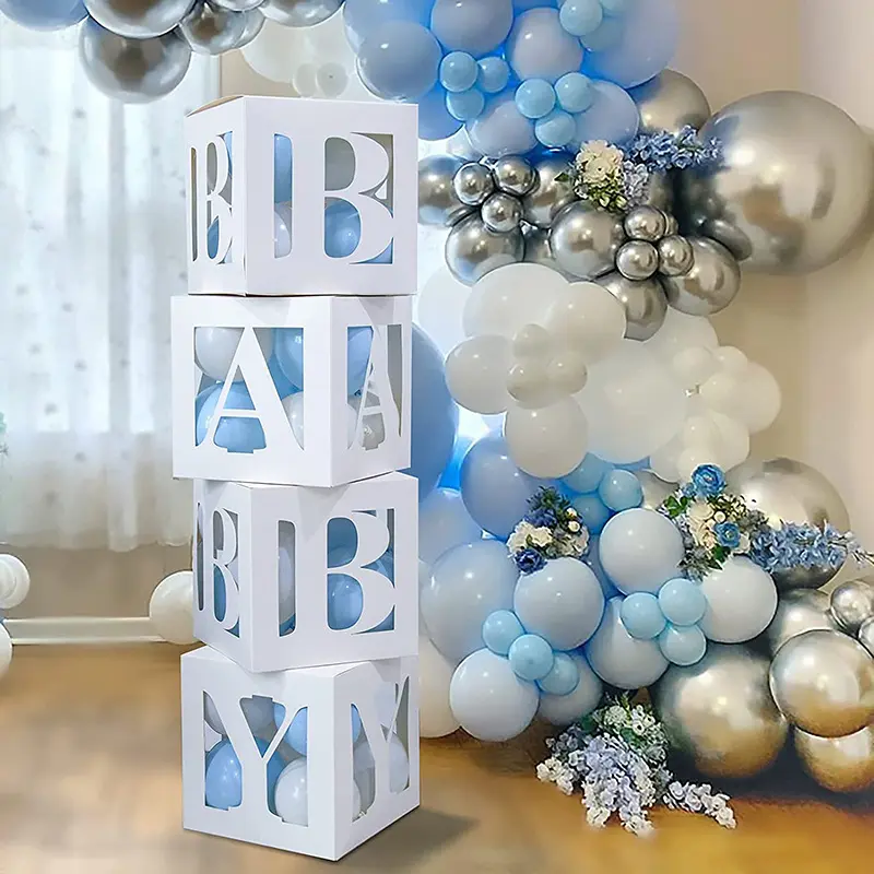 Fondo de cumpleaños de bebé de un año, pantalla de pared, fotografía, diseño de fiesta, caja de globos de bebé hueco