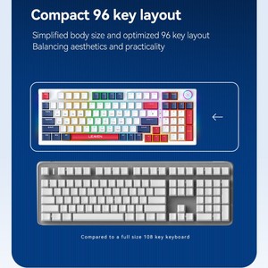 Teclado mecánico de teclas H96 con perilla 3 modos RGB Anti-Ghosting teclado de plástico para juegos de intercambio en caliente - Product Image 2