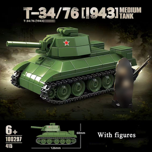 Collectible Model Plastic 415pcs Brick Military Main Battle Armour Vehicle T-34/76 Medium <strong>Soviet</strong> Ww2 Tank Building Block Set <strong>Toy</strong> - Product Image 6