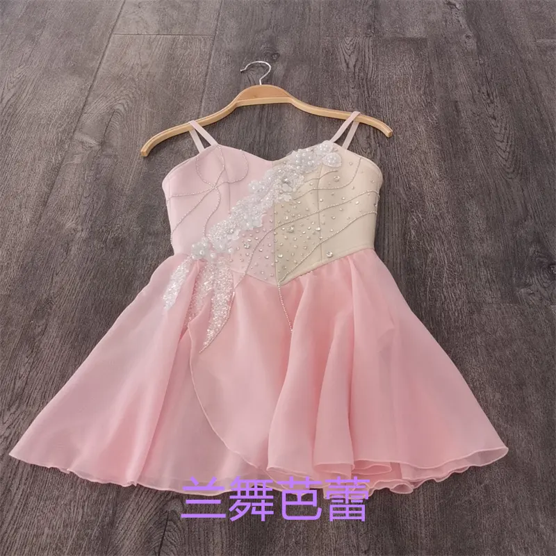 Nueva llegada Tamaño personalizado Niños Niñas Ropa de rendimiento Ballet moderno Melocotón Rosa Cupido Vestido de baile lírico Disfraces