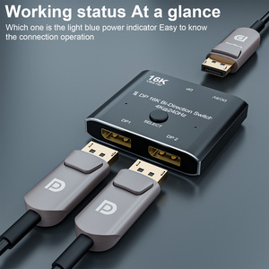 Displayport DP Interruptor bidireccional Divisor 2 en 1 Salida 1 en 2 Salida Conmutador de video 2x1 1x2 16K 60Hz 8K 60Hz 4K 144Hz 240Hz
