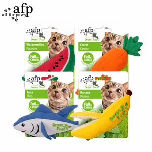 AFP Peluche de Peluche para Gato, Juguete Interior de Hierba Gatera para Masticar Tiburón, Plátano, Zanahoria, Sandía, Pescado, Sonido - Product Image 1