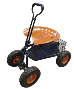 <strong>Red</strong> Aluminum Garden <strong>Cart</strong> with Short Handle Four-Wheel <strong>Rolling</strong> Stool Scooter Platform Structure OEM Customizable Storage Tray - Product Image 1