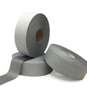 Grey 100% polyester ánh sáng phản xạ Băng dải phản quang vải cho quần áo - Product Image 1