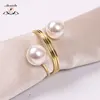 Low MOQ Metal Stainless Steel Napkin Rings With Pearl Napkin Buckles For Wedding Hotel Dining Table Decorations