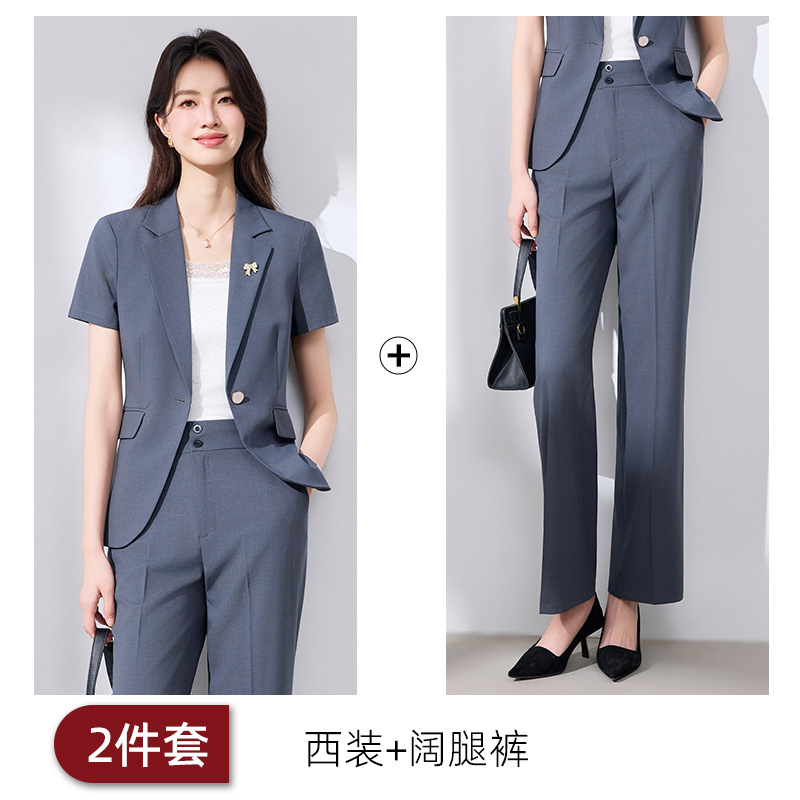 Grey suit wide-leg pants