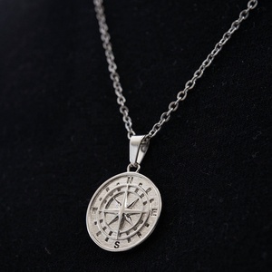 Fashion Male Jewelry Vintage Retro Compass Stainless Steel Charm Pendant Necklace for <strong>Men</strong> - Product Image 4
