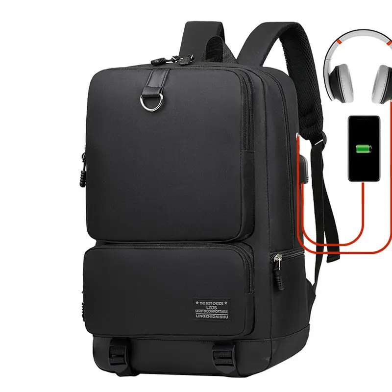 Mochila multifunción de nailon resistente al agua para ordenador portátil, bolsa inteligente antirrobo con cargador Usb, para negocios