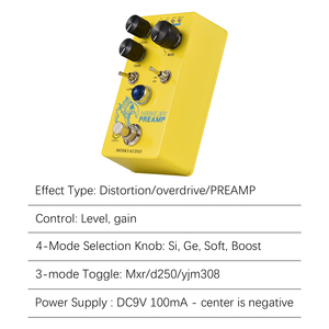 Moskyaudio แป้นเหยียบเอฟเฟกต์กีตาร์, เอฟเฟคกีต้าร์โอเวอร์ไดร์ฟเปิด/ปรีแอมป์สวิตช์โหมด4โหมดการควบคุมระดับ/เพิ่มระดับ - Product Image 4