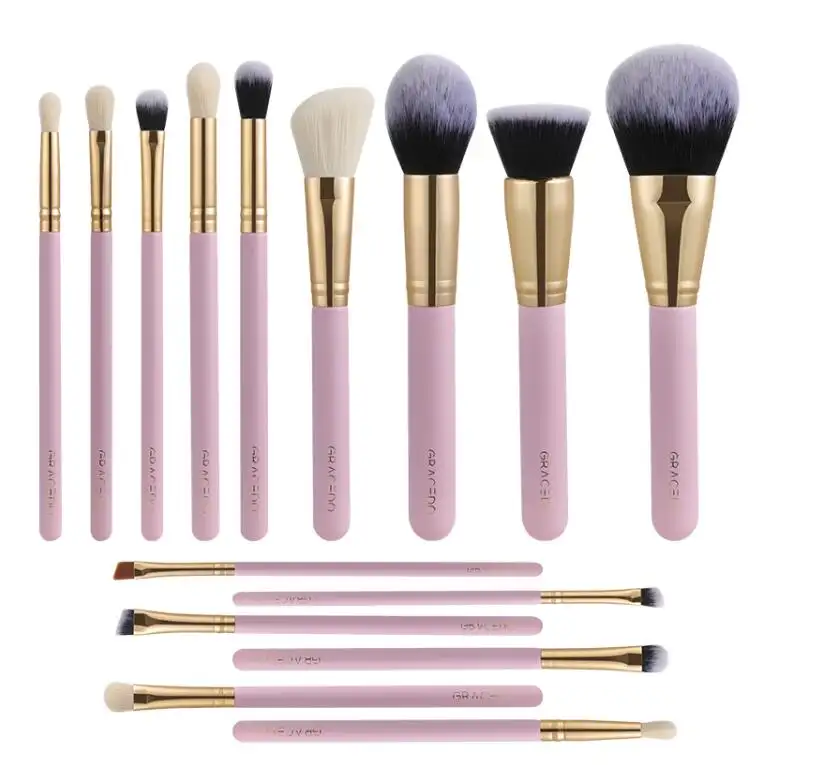 Produttori OEM 7 10 15 Pcs Foundation Professional Private Label Pink Makeup pennelli cosmetici Set campione gratuito