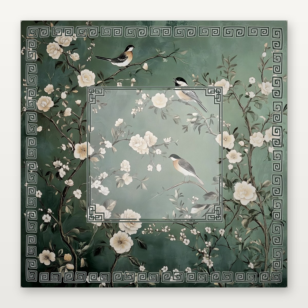 Tapis de Mahjong Oiseau Printanier Vert