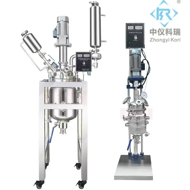 Reator de decarboxylação em aço inoxidável, jaqueta de 30l 50l 100l 10l com condensador