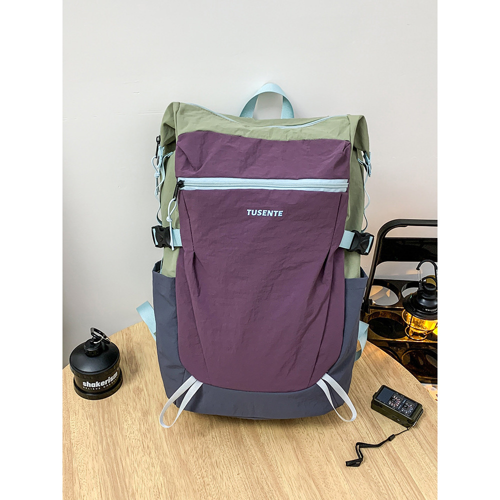 Dark purple color-blocked single bag