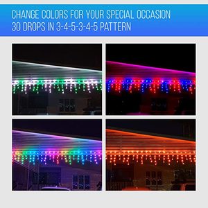 60nodes/set WS2811 <strong>LED</strong> String Lights <strong>DC12V</strong> Full Color Icicles Style <strong>RGB</strong> IP68 App Controlled 12mm Width Landscape ROHS Certified - Product Image 5