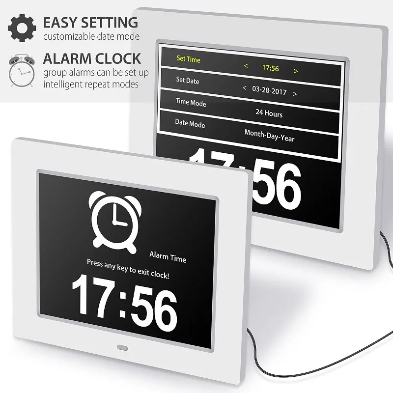 8 pouces nouveau multi-fonctionnel grand écran affichage horloge calendrier horloge numérique Photo prise USB télécommande quotidienne