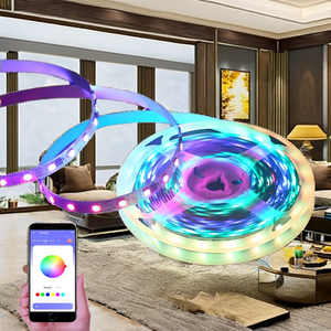 16.4ft 5mスマートRGB LEDストリップライト音楽同期Bluetoothリモコン5050 RGB 12V 24V入力用ルーム装飾ライト - Product Image 2