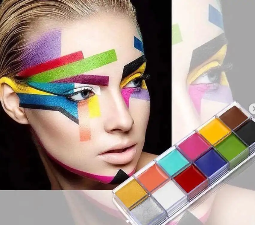 2022 nova pintura corporal crianças bandeiras duplas, paleta coloridas, canetas, abstrato, brilho uv, luz e noite, pintura facial orgânica