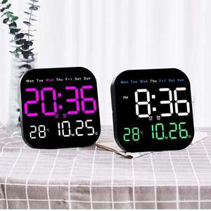 LED quadratische Wanduhr Fernbedienung Digitaler Wecker Anzeige Kalender Temperatur Tisch uhren - Product Image 2