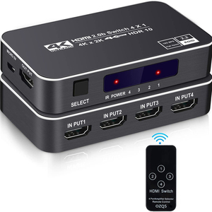 4K HDR HDMI 2.0 Switcher 4 Ports HDMI2.0 Switch 4 in 1 Out 4K@60HZ HDCP 2.2 HDR10 <strong>Remote</strong> Control for PS5 Pro Blue Ray DVD <strong>Xbox</strong> - Product Image 4