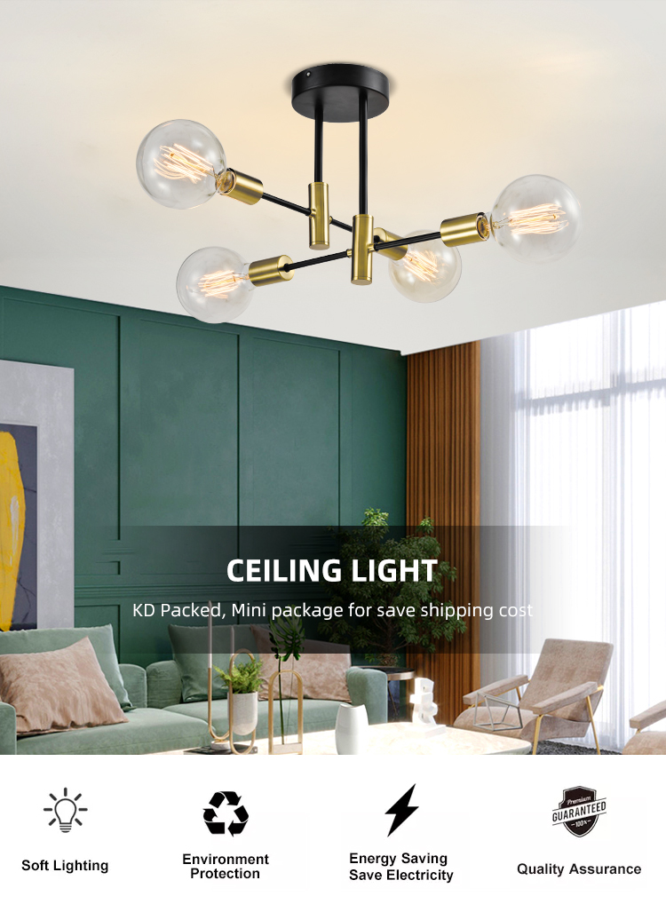 Wholesale Indoor Decoration Gold Glass E26 Bubble Hanging Ceiling Lamp
