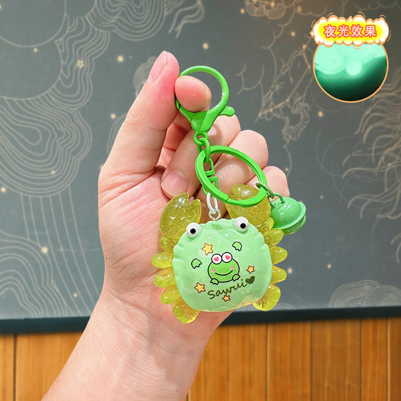Cartoon luminous crab keychain-green frog