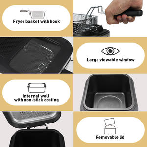 Freidora eléctrica con control de temperatura y perilla de 2,5 L, cocina pequeña para uso doméstico, cocina de pollo frito, freidoras profundas inteligentes digitales - Product Image 5