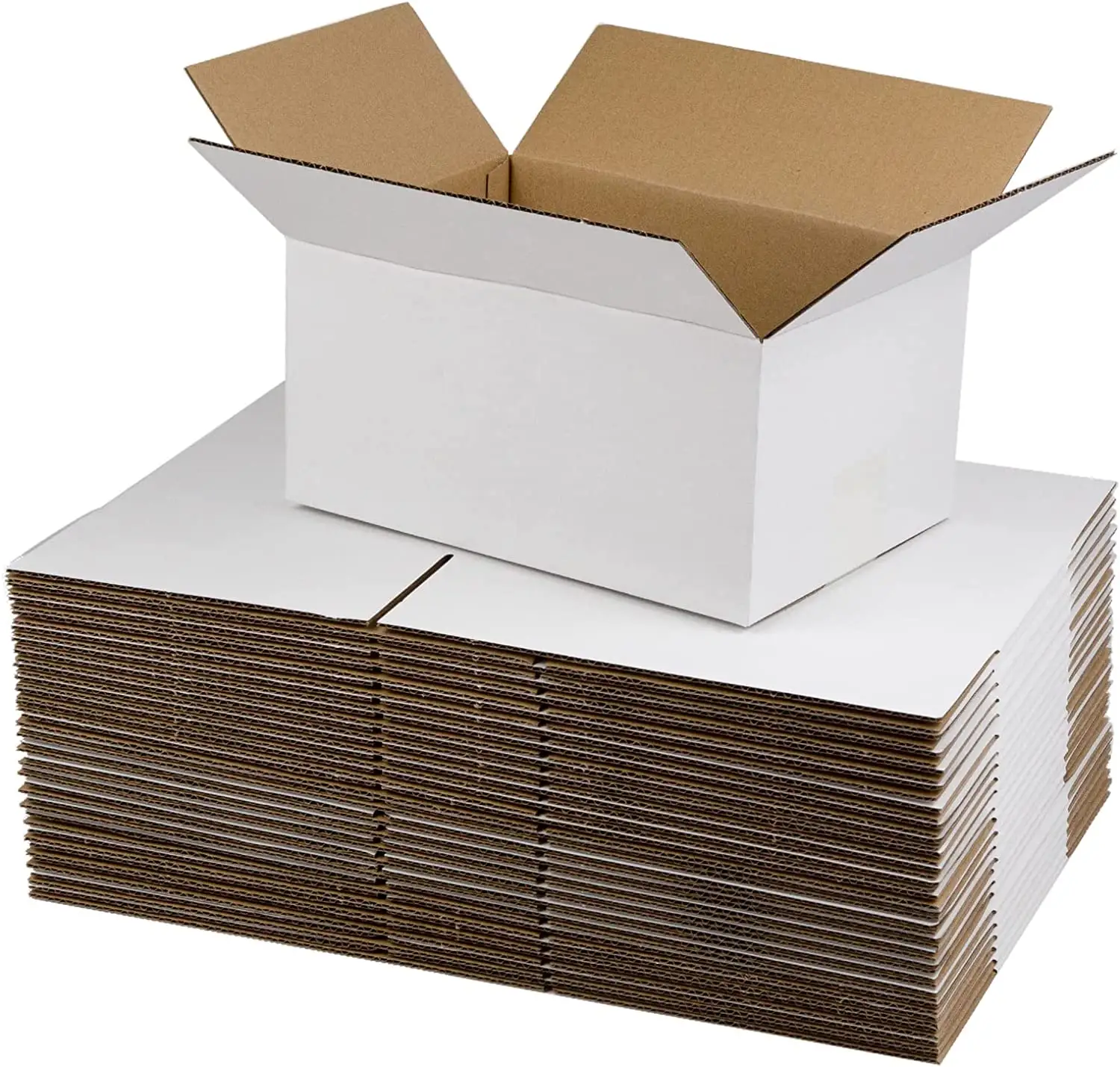 Produsen karton pengiriman putih 10x7x5 inci kotak kardus bergelombang kecil
