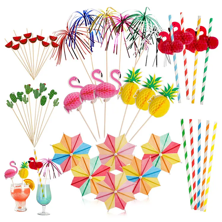 Newell Party Decoraciones Paraguas Custom Swizzle Sticks Bar Accesorios Bambú Cocktail Stick Cocktail Kit Set para cóctel