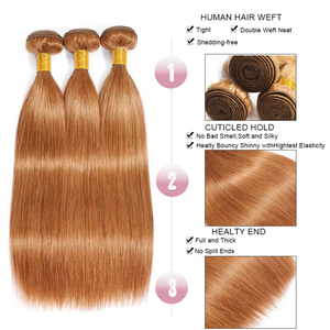 เปรู8A 10A 12A หนังกำพร้าดิบ Cligned เวอร์จินรวมกลุ่ม De Meches Humaines ตรงสีน้ำตาล30 # สีผมของมนุษย์ด้วยการปิด