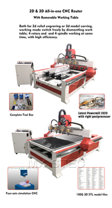 Máquina de grabado enrutador cnc 3d de 4 ejes con 4 cabezales y mesa extraíble - Product Image 4