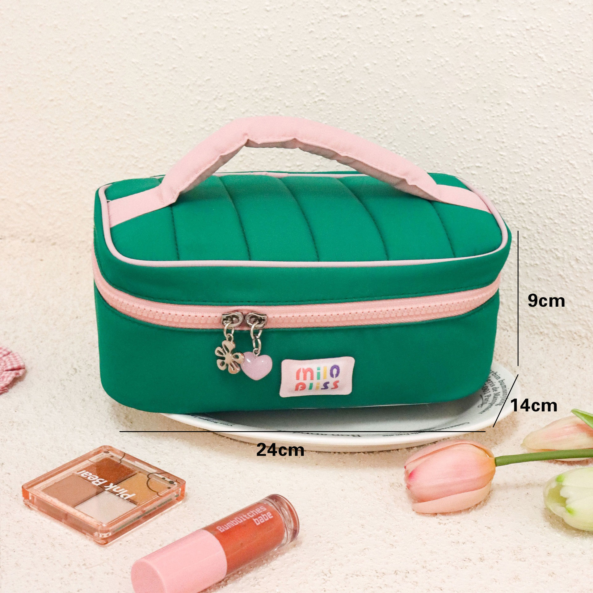 Bolsa de maquillaje verde