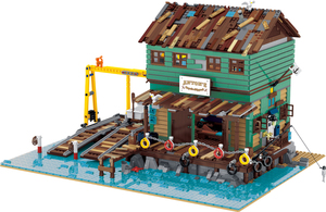 3281 Uds. Por juego, tienda de pesca antigua, Astillero, crea Street View, modelo de bloques de construcción, juguetes de construcción para regalos de navidad - Product Image 5