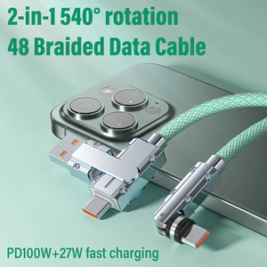 <strong>2</strong> <strong>in</strong> <strong>1</strong> Fast Charging Cable PD 100W USB to Type C Rotation Braided Data Cable for Huawei Xiaomi Samsung Charge Wire Dual Type C - Product Image 4