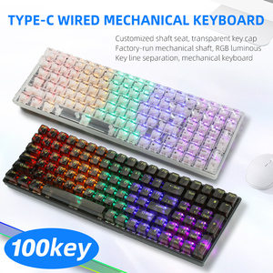 K10 Wired 100 <strong>Keys</strong> RGB Backlit Transparent Keycap Hot Swap Gaming Mechanical USB 3.0 <strong>Keyboard</strong> for Desktop Used - Product Image 2