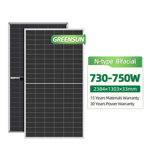低价Greensun CE双面面板太阳能730w 740w 750w家用太阳能面板电源系统光伏模块