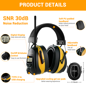 Protetores Auriculares Eletrônicos com Rádio AM/FM Bluetooth 5.4, Abafadores de Ruído de Segurança para Proteção Auditiva, Fone de Ouvido com Microfone - Product Image 4