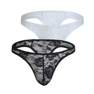 Ropa interior personalizada para hombre, Tanga de encaje transparente, venta al por mayor - Product Image 1