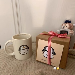 卡通小猫企鹅小狗陶瓷杯奶油Ins风格少女心3D设计不锈钢热水饮茶家居